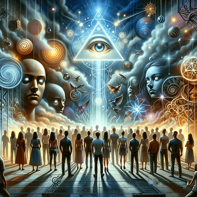 Free ai generated illuminati people illustration