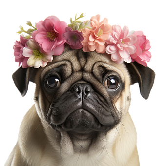 Ai Generiert, Hund, Mops, Blumen, Tier