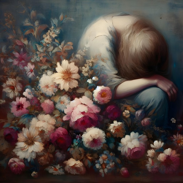 Free ai generated woman flowers illustration