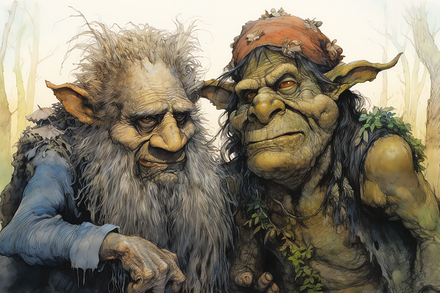 Free mythical trolls fantasy illustration