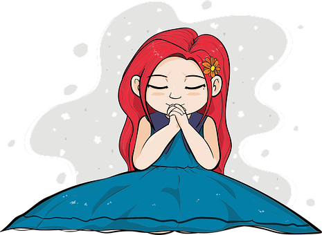 Free Girl Praying Cartoon Wish vector and picture