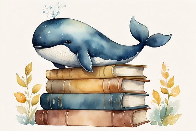 Free alphabet whale to learn illustration