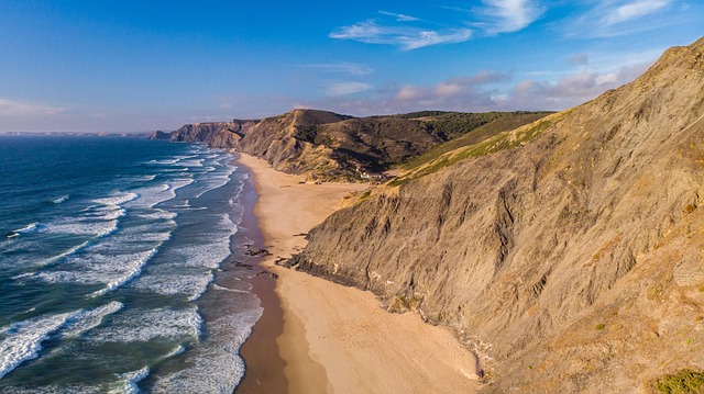 Penhasco, Ondas, Praia, Mar, Oceano