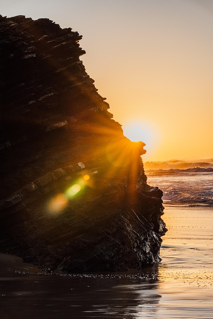 Pôr Do Sol, Penhascos, Mar, Praia