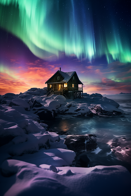 Download free HD stock image of Ai Generated Northern Lights Free ai generated northern lights aurora illustration