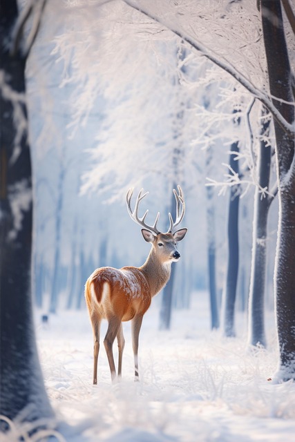 Free ai generated deer winter illustration