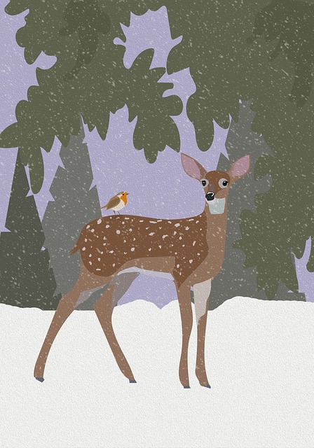 Free deer robin animals illustration