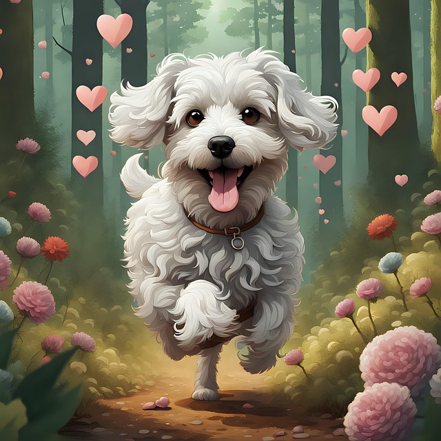 Free ai generated bolognese dog illustration