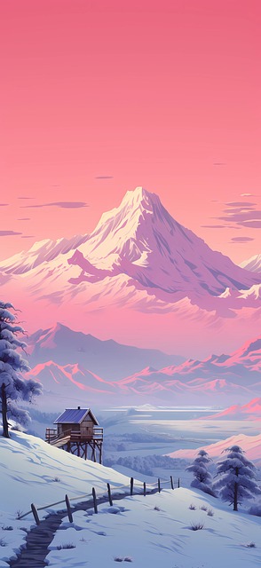 Ai产生的, 山, 雪, 冬天, 自然