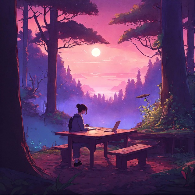 Free ai generated woman forest illustration