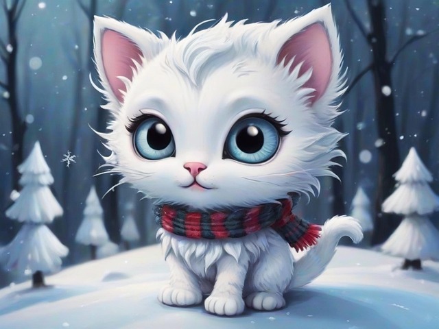 Cat, Животное, Kitten, Winter, Holiday