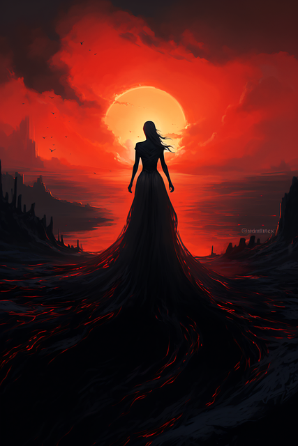 Free ai generated sunset silhouette illustration