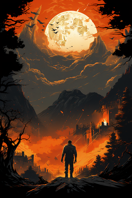 Free ai generated sunset silhouette illustration