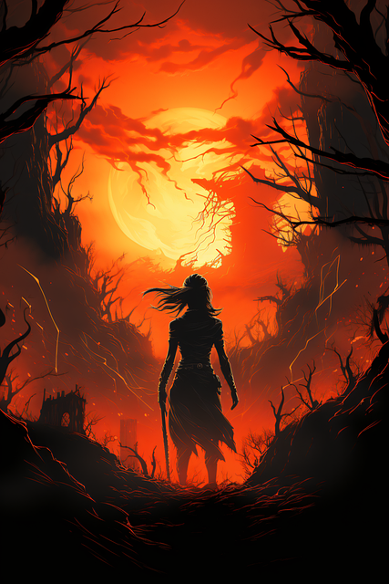 Free ai generated sunset silhouette illustration
