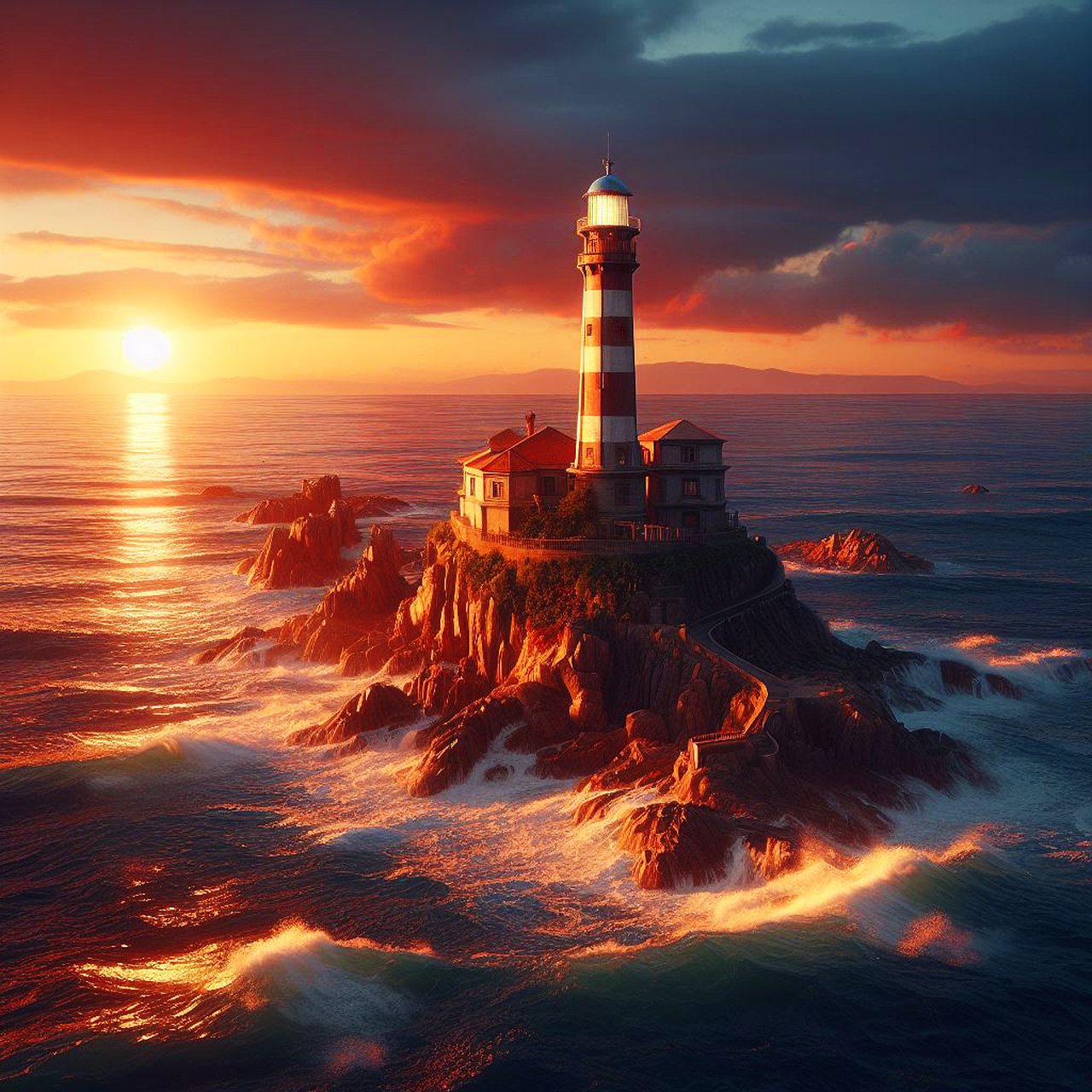 Download Light Lighthouse Sea Royalty-Free Stock Illustration Image ...