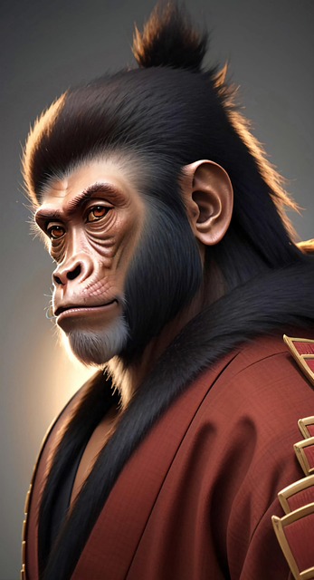 Ai Generiert, Affe, Samurai, Tier