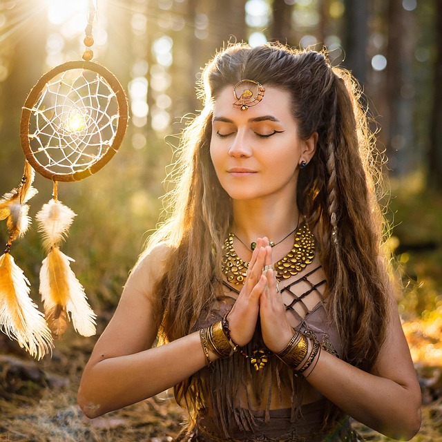 Inner Work / Meditation Image Woman meditating to release energy blocks and align with prosperity