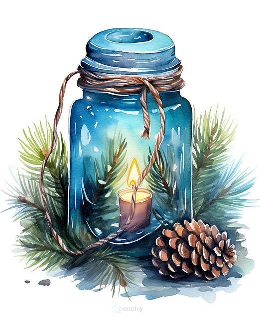 Free ai generated mason jar christmas illustration