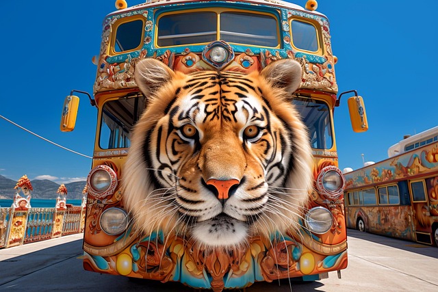 Free bus tiger head illustration