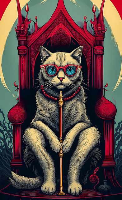 Katze, Thron, Brille, Tier, Sitzend