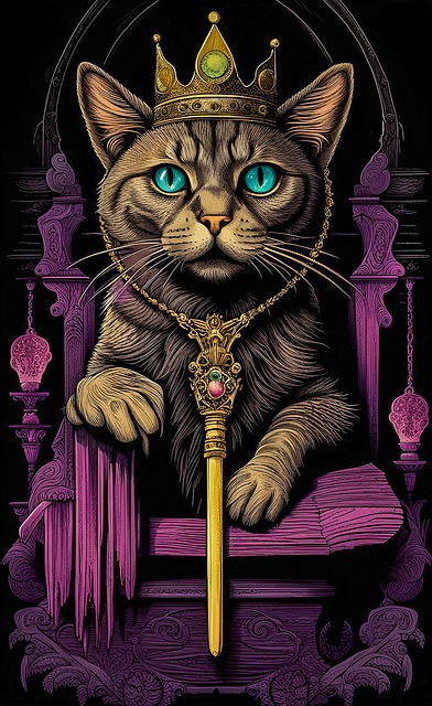 Katze, Thron, Krone, Tier, Sitzend