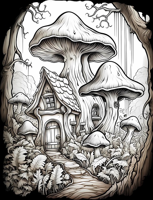 Download free HD stock image of Ai Generated Coloring Page Free ai generated coloring page fairy house illustration