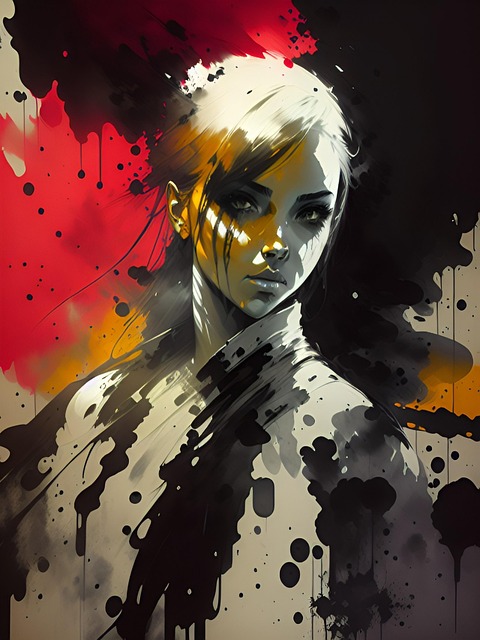 Ai Generado, Mujer, Rostro, Tinta, Gotas