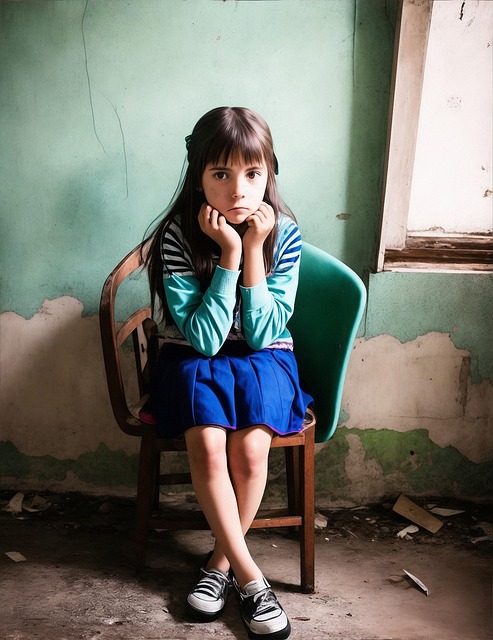 Free ai generated girl sad illustration