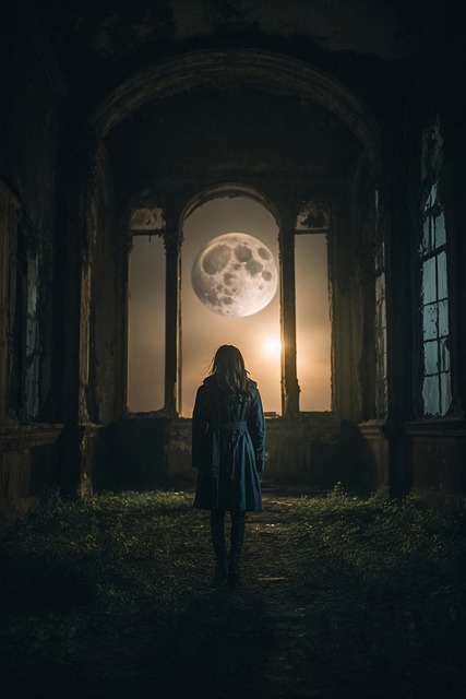 Free ai generated woman moon illustration
