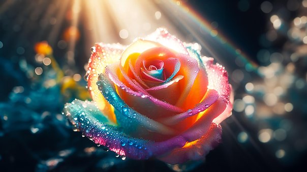 Ai Generiert, Rose, Blume, Tau
