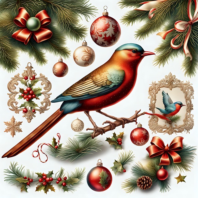 Free ai generated bird christmas illustration