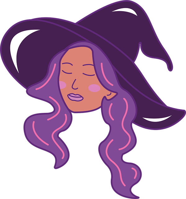 Free witch cartoon doodle vector