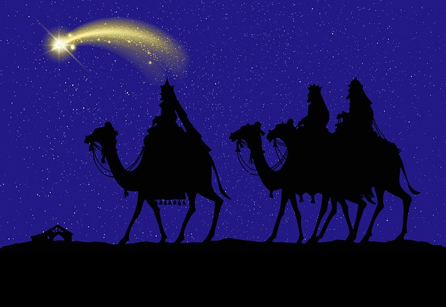 Free greeting card christmas wise men illustration