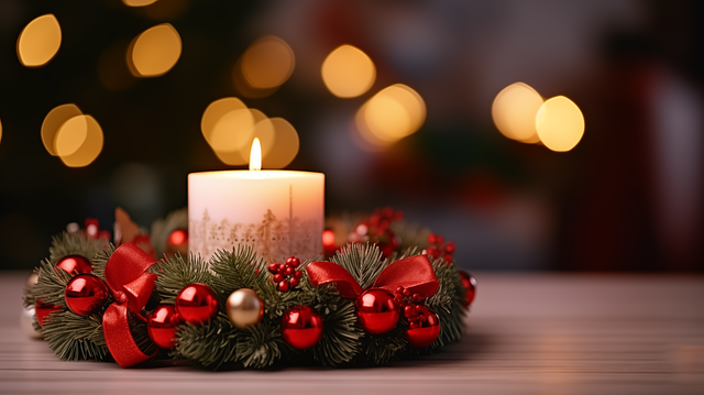 Free ai generated christmas wreath table decor illustration