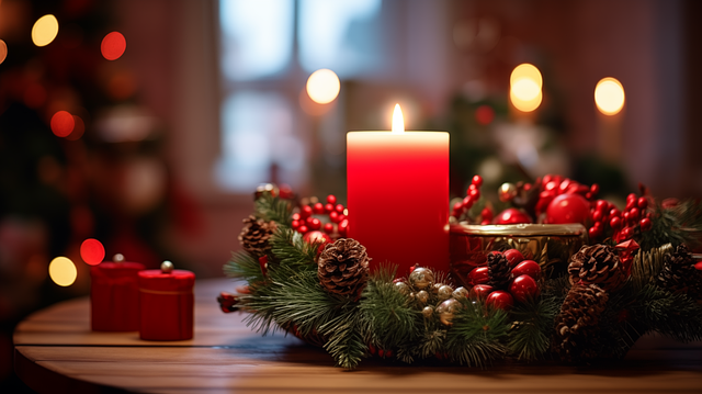 Free ai generated christmas wreath table decor illustration
