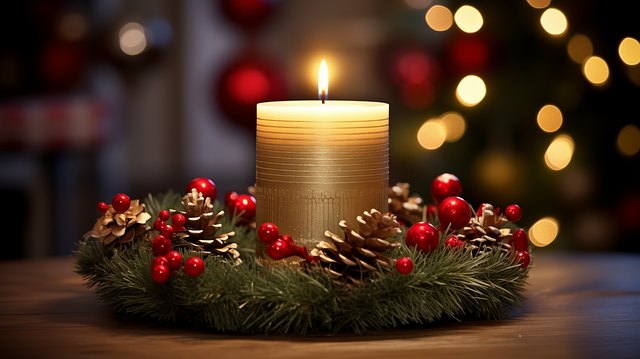 Free ai generated christmas wreath table decor illustration