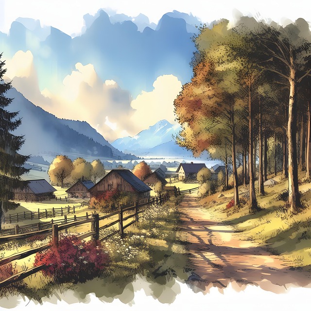 Ai Generiert, Dorf, Berge, Landschaft