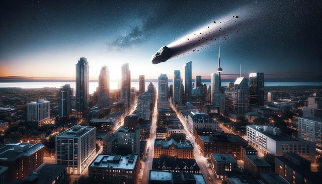 Free ai generated asteroid cityscape illustration