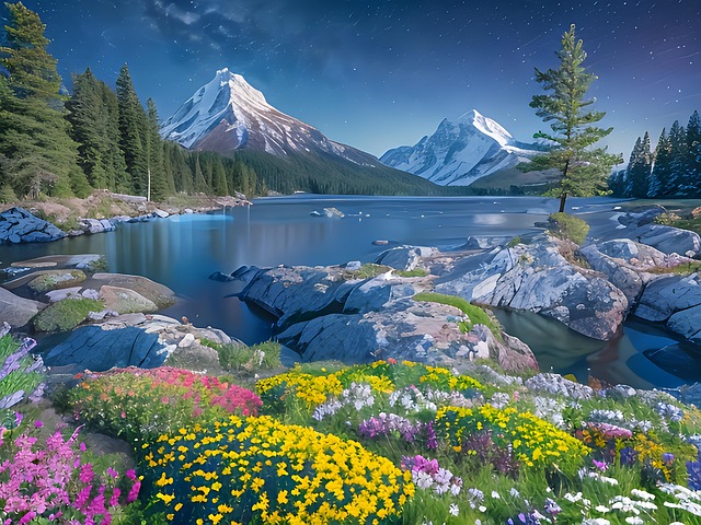Free mountains lake alps illustration