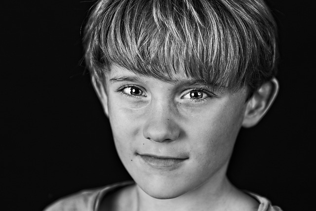 Jongen, Kind, Monochroom, Portret