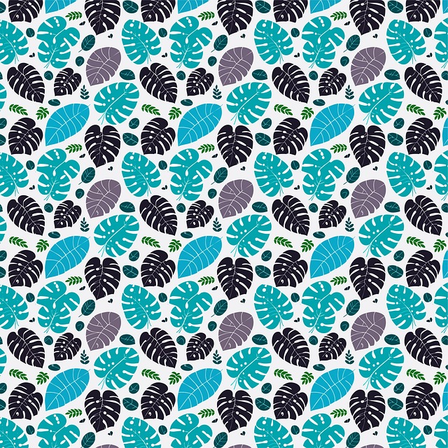 Bladeren, Monstera, Patroon, Blauw