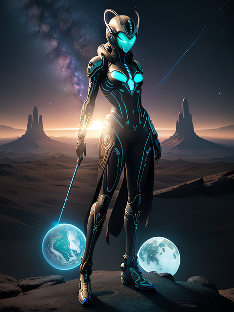 Free ai generated woman extraterrestrial illustration