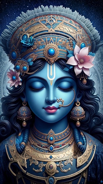 Free ai generated lord krishna radha illustration