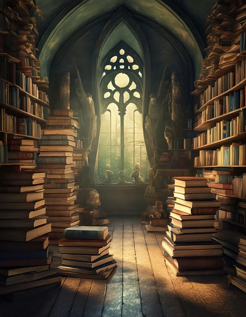 Free ai generated books library illustration