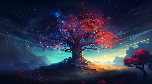 Ai Generado, Árbol, Místico, Noche