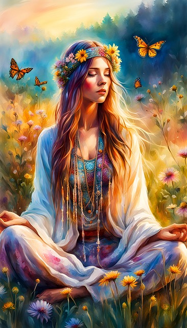 Free ai generated hippie butterflies illustration