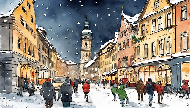 Download free HD stock image of Ai Generated Christmas Free ai generated christmas city illustration