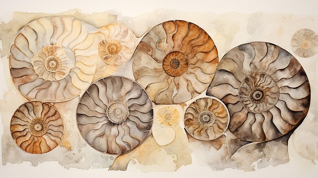 Free ai generated sea shells fossil illustration