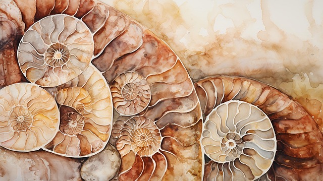 Free ai generated sea shells fossil illustration