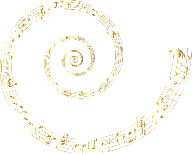 Free spiral musical notes gold vector